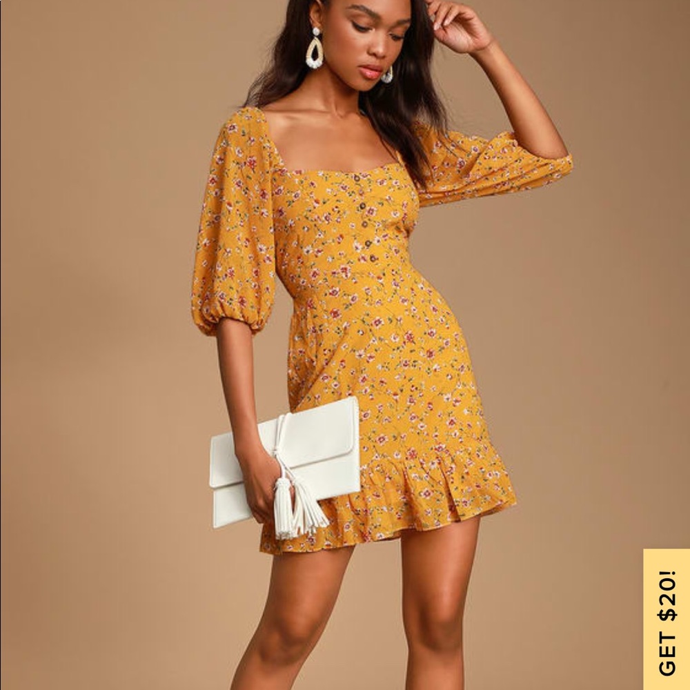 Lulus Mustard Dress NWT